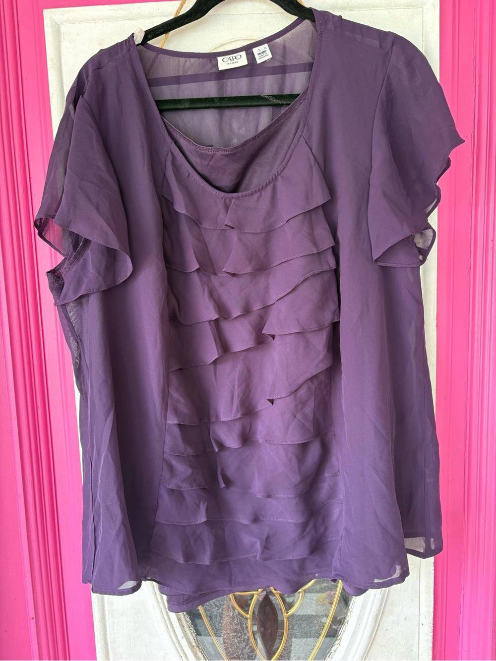 Cato Purple Ruffled Chiffon Blouse